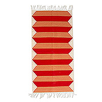 Wool area rug, 'Dimensions of Warmth' (2.5x5) - Handloomed Zapotec Warm-Toned Wool Area Rug (2.5x5)