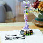 Ceramic sculpture, 'The Glorious Catrina' - Handcrafted Floral Lavender Catrina Sculpture on Floral Base