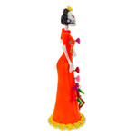 Ceramic sculpture, 'Playful Catrina' - Hand-Painted Catrina & Monkey Ceramic Sculpture from Mexico