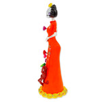 Ceramic sculpture, 'Playful Catrina' - Hand-Painted Catrina & Monkey Ceramic Sculpture from Mexico