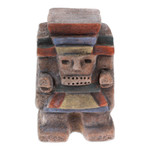 Ceramic sculpture, 'Tlaloc Emblem' - Hand-Painted Folk Art Traditional Tlaloc Ceramic Sculpture