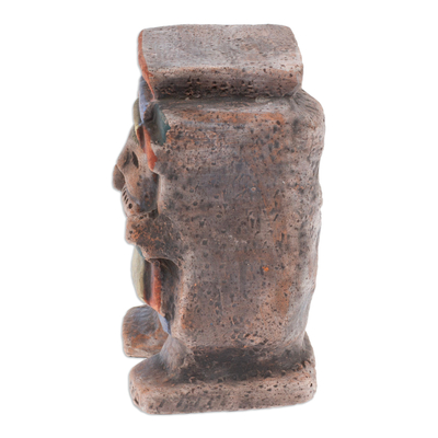 Ceramic sculpture, 'Tlaloc Emblem' - Hand-Painted Folk Art Traditional Tlaloc Ceramic Sculpture
