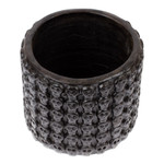 Ceramic flower pot, 'Portal to the Dark Afterlife' - Handcrafted Skull-Patterned Round Black Ceramic Flower Pot