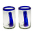 Handblown beer glasses, 'Cobalt Brew' (pair) - Pair of Handblown Beer Glasses with Cobalt Handle and Rim