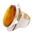 Amber cocktail ring, 'Gleaming Glam' - Sterling Silver Adjustable Cocktail Ring with Oval Amber (image 2d) thumbail