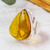 Amber cocktail ring, 'Luminous Glam' - Sterling Silver Adjustable Cocktail Ring with Teardrop Amber