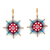 Gold-plated dangle earrings, 'Holy Star' - 18k Gold-Plated Star-Shaped Red and Blue Dangle Earrings