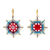 Gold-plated dangle earrings, 'Holy Star' - 18k Gold-Plated Star-Shaped Red and Blue Dangle Earrings