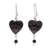Ceramic and onyx dangle earrings, 'Barro Negro Passion' - Romantic Heart-Shaped Barro Negro and Onyx Dangle Earrings