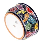 Ceramic flower pot, 'Arcadia' - Hacienda-Themed Round Colorful Ceramic Flower Pot
