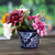 Ceramic flower pot, 'Bewitched Nature' (mini) - Handmade Classic Indigo-Toned Ceramic Flower Pot (Mini)