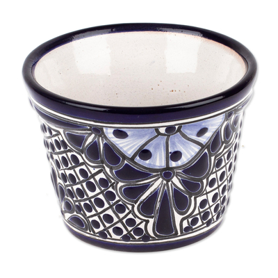 Maceta de cerámica, (mini) - Maceta de cerámica hecha a mano en tonos clásica índigo (mini)