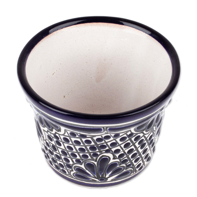 Maceta de cerámica, (mini) - Maceta de cerámica hecha a mano en tonos clásica índigo (mini)