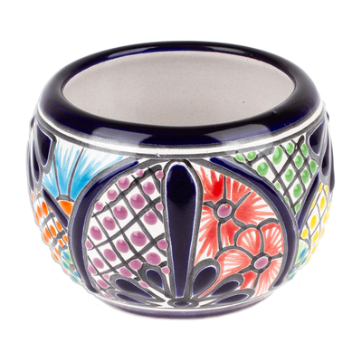 Keramik-Blumentopf, (klein) - Handgefertigter Hacienda-Vasen-Blumentopf aus Keramik (klein)