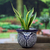 Ceramic flower pot, 'Bewitched Garden' (large) - Classic Vase-Shaped Indigo Ceramic Flower Pot (Large)