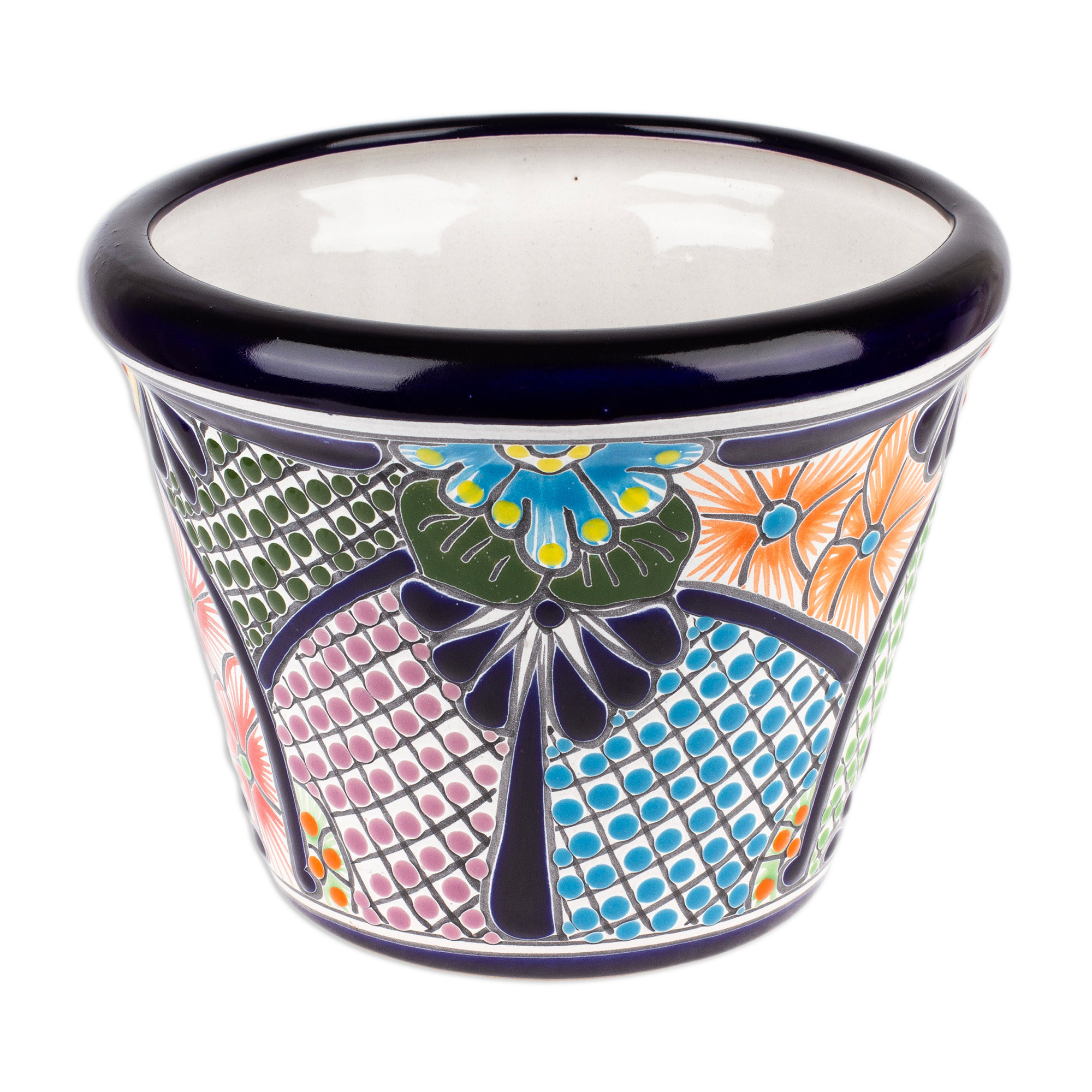 Floral HaciendaThemed Colorful Ceramic Flower Pot (Large) Life in
