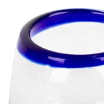 Handblown stemless wine glasses, 'Cobalt Day' (pair) - Cobalt Blue and Clear Handblown Stemless Wine Glasses (Pair)