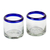 Handblown rocks glasses, 'Cobalt Day' (pair) - Cobalt Blue and Clear Handblown Rocks Glasses (Pair)