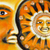Ceramic wall art, 'Joyous Eclipse' - Hand-Painted Sun and Moon-Themed Yellow Ceramic Wall Art