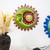 Ceramic wall art, 'Tropical Eclipse' - Painted Sun and Moon-Themed Green and Red Ceramic Wall Art