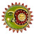 Ceramic wall art, 'Tropical Eclipse' - Painted Sun and Moon-Themed Green and Red Ceramic Wall Art