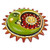 Ceramic wall art, 'Tropical Eclipse' - Painted Sun and Moon-Themed Green and Red Ceramic Wall Art