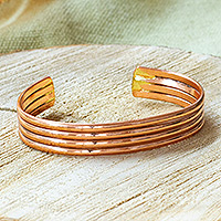 Kupfer-Manschettenarmband, „Modern Magnificence“ – Hochglanzpoliertes, modernes, minimalistisches Kupfer-Manschettenarmband