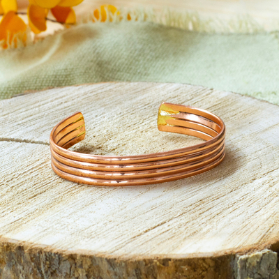Copper cuff bracelet, 'Modern Magnificence' - High-Polished Modern Minimalist Copper Cuff Bracelet