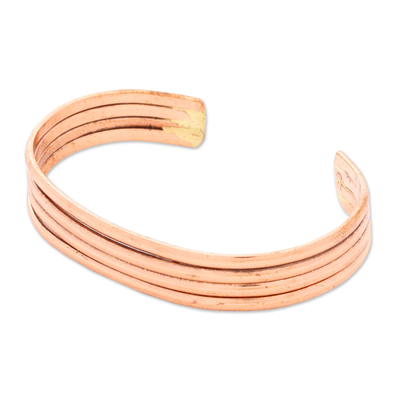 Copper cuff bracelet, 'Modern Magnificence' - High-Polished Modern Minimalist Copper Cuff Bracelet