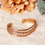 Copper cuff bracelet, 'Fortunate Deity' - High-Polished Copper Cuff Bracelet Crafted in Mexico