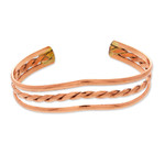 Copper cuff bracelet, 'Fortunate Deity' - High-Polished Copper Cuff Bracelet Crafted in Mexico