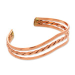 Copper cuff bracelet, 'Fortunate Deity' - High-Polished Copper Cuff Bracelet Crafted in Mexico