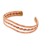 Copper cuff bracelet, 'Fortunate Deity' - High-Polished Copper Cuff Bracelet Crafted in Mexico