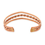 Copper cuff bracelet, 'Fortunate Deity' - High-Polished Copper Cuff Bracelet Crafted in Mexico
