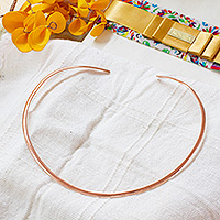 Copper collar necklace, 'Noble Nimbus' - Minimalist High-Polished Copper Collar Necklace from Mexico