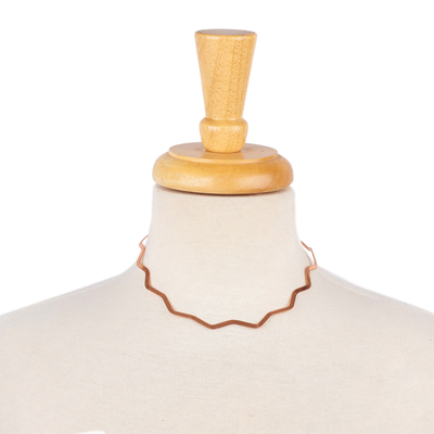 Halskette mit Kupferkragen - Auffällige Halskette aus hochglanzpoliertem Kupfer aus Mexiko