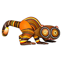 Escultura de alebrije de madera, 'Bright Earth Lemur' - Escultura tradicional de Alebrije Lemur de madera de copal pintada a mano