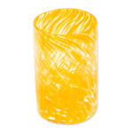 Handblown recycled glass tumblers, 'Garden Relaxation in Mango' (set of 4) - Set of 4 Orange Mexican Handblown Recycled Glass Tumblers
