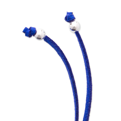 Art glass pendant bracelet, 'My Lapis Love' - Art Glass Heart-Shaped Pendant Bracelet in Lapis Blue
