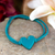 Art glass pendant bracelet, 'My Teal Love' - Art Glass Heart-Shaped Pendant Bracelet in Teal