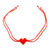 Art glass pendant bracelet, 'My Scarlet Love' - Art Glass Heart-Shaped Pendant Bracelet in Scarlet Red