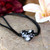 Art glass pendant bracelet, 'My Dear Love' - Heart-Shaped Art Glass Pendant Bracelet in Black and White