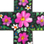 Cruz de madera - Cruz de madera floral magenta y verde pintada a mano de México