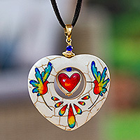 Gold-accented howlite pendant necklace, 'Rainbow Affair' - Gold-Accented Rainbow Heart Howlite Pendant Necklace