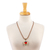 Holz-Anhänger-Halskette, „Passionate Realm“ – handbemalte romantische Kiefernholz-Anhänger-Halskette
