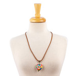 Wood pendant necklace, 'Resilient Realm' - Hand-Painted Floral Dragonfly Pinewood Pendant Necklace