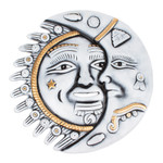 Ceramic wall art, 'Ivory Reunion' - Ivory and Golden Sun and Moon-Themed Ceramic Wall Art