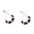 Sterling silver half-hoop earrings, 'Dapper Caress' - Wood-Accented Sterling Silver Half-Hoop Earrings from Mexico