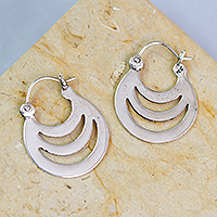 Sterling silver hoop earrings, 'Waves of Style' - High-Polished Modern Sterling Silver Hoop Earrings