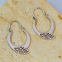 Sterling silver hoop earrings, 'Hopeful Flutter' - Polished Butterfly Wing-Shaped Sterling Silver Hoop Earrings